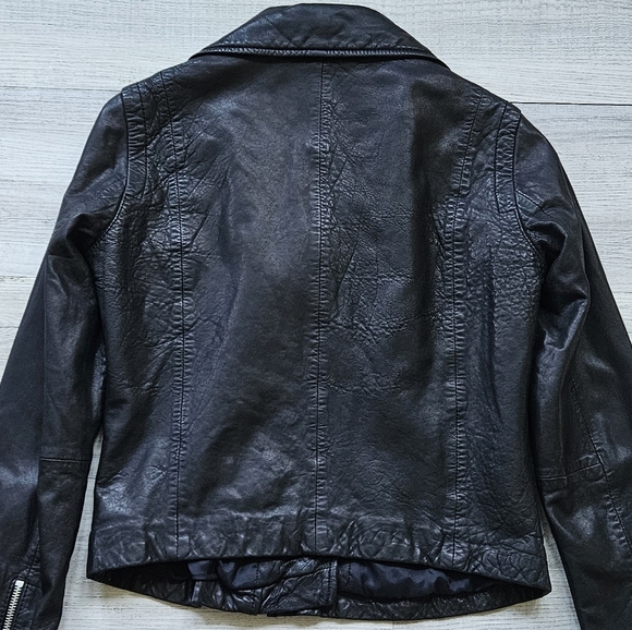 ⭐ Madewell Washed Soft Black Leather Motorcycle Moto Jacket Womens Sz Small 1220 - Picture 7 of 11